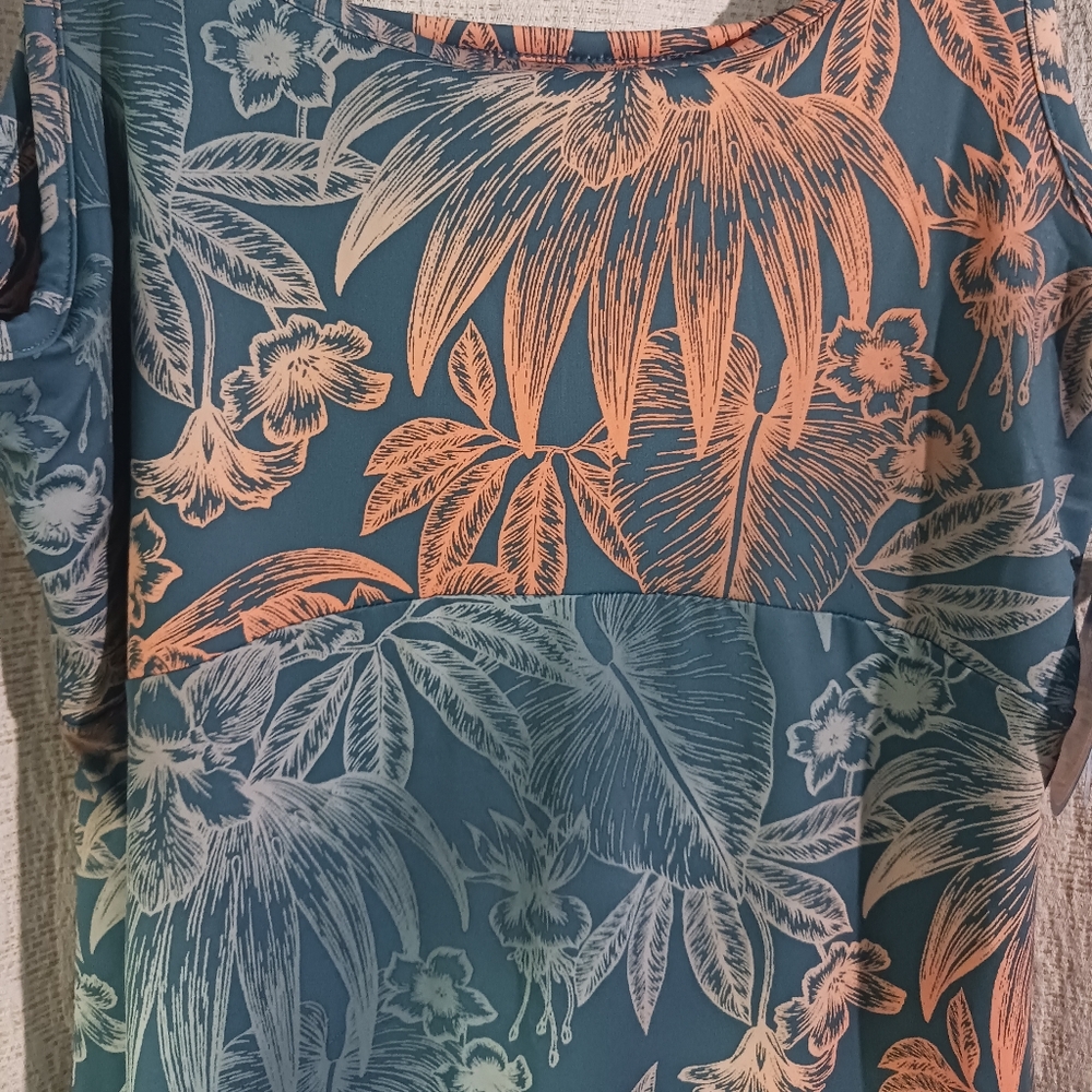 Columbia Women's Tropical Print Midi Dress - Blue and Orange - Picture 3 of 11
